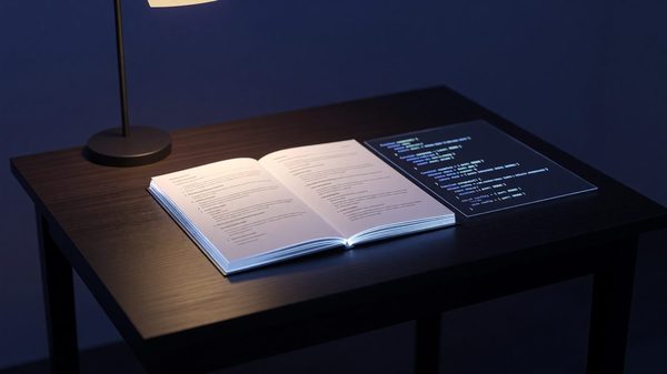 Developer writing structured project documentation with code examples in a text editor